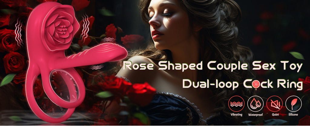 Double Vibrating Cock Ring With Rose Clitoral Stimulator
