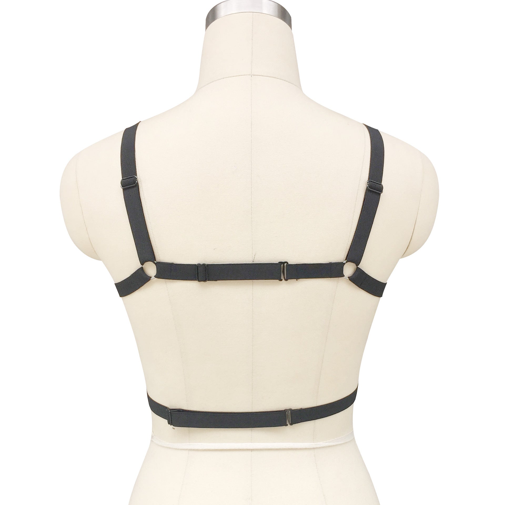 Fashion Hollowed-out Rivet Strap Bra Black Harness Top