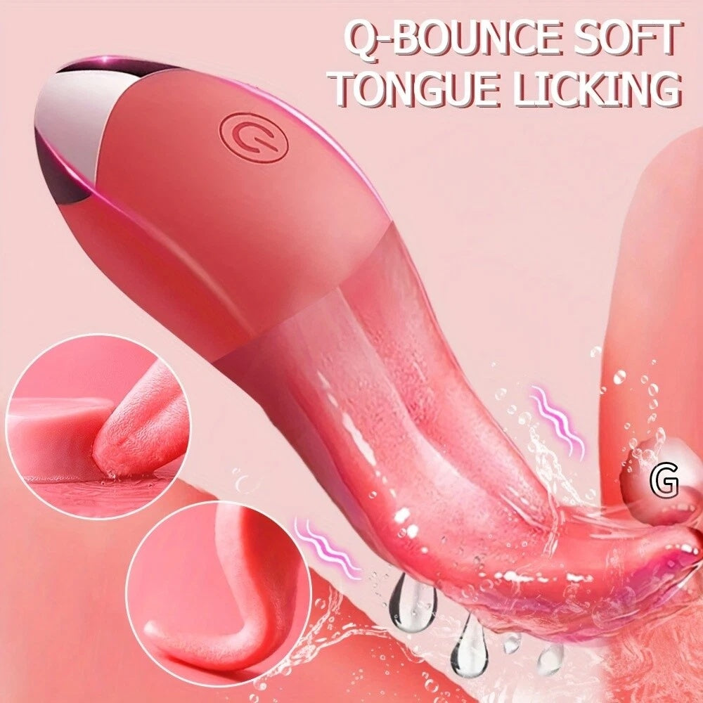 Clit Licking Tongue Vibrating G-Spot Dildo Stimulator Oral SexToys For Women