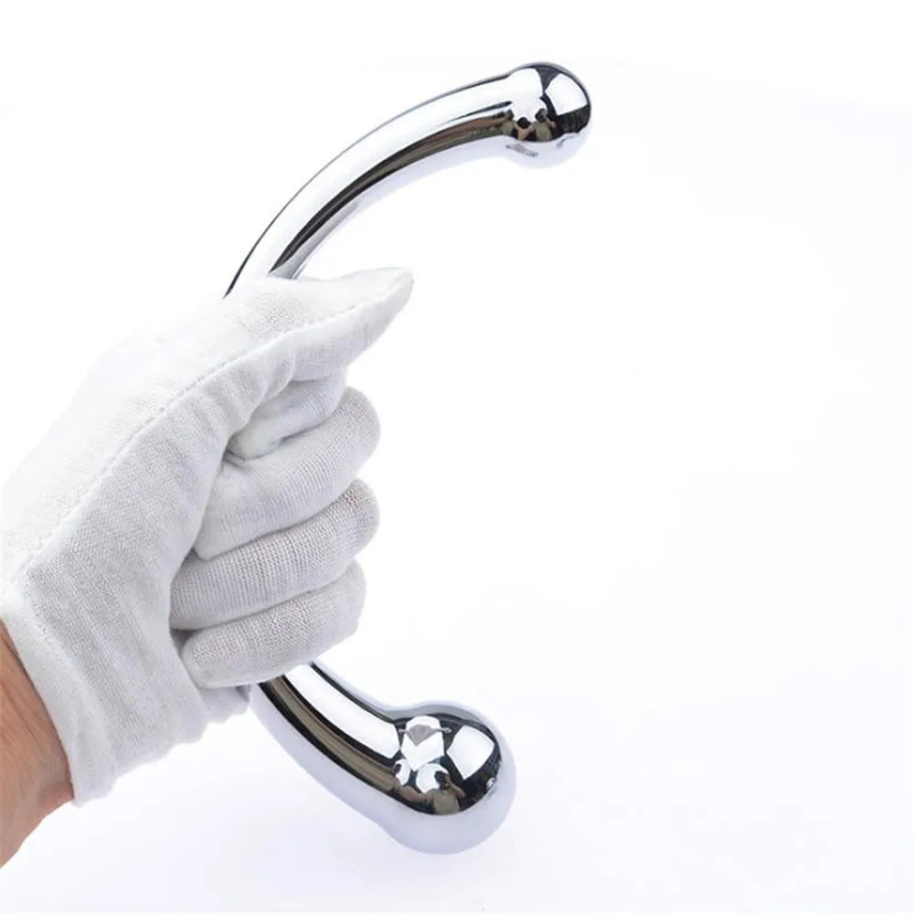 Double Ended Stainless Steel G Spot Wand Massage Stick Pure Metal Penis P-Spot Stimulator Anal Plug Dildo Sex Toy For Women Men