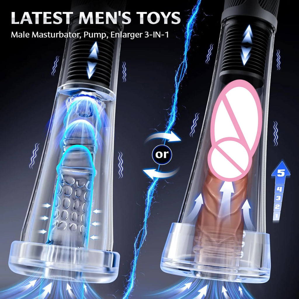 Male Masturbator Penis Pump Enlarger Transparent Visual Male Sex Toys for Men APP Control Vibrating Vacuum Suction Glans Trainer