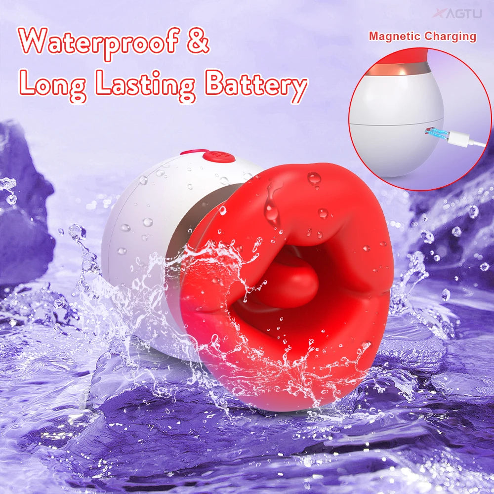 Rose-Tongue Sucking Licking Vibrator Female G Spot Orgasm Sex Toy Biting Nipple Oral Clitoris Stimulator Sex Toys for Women
