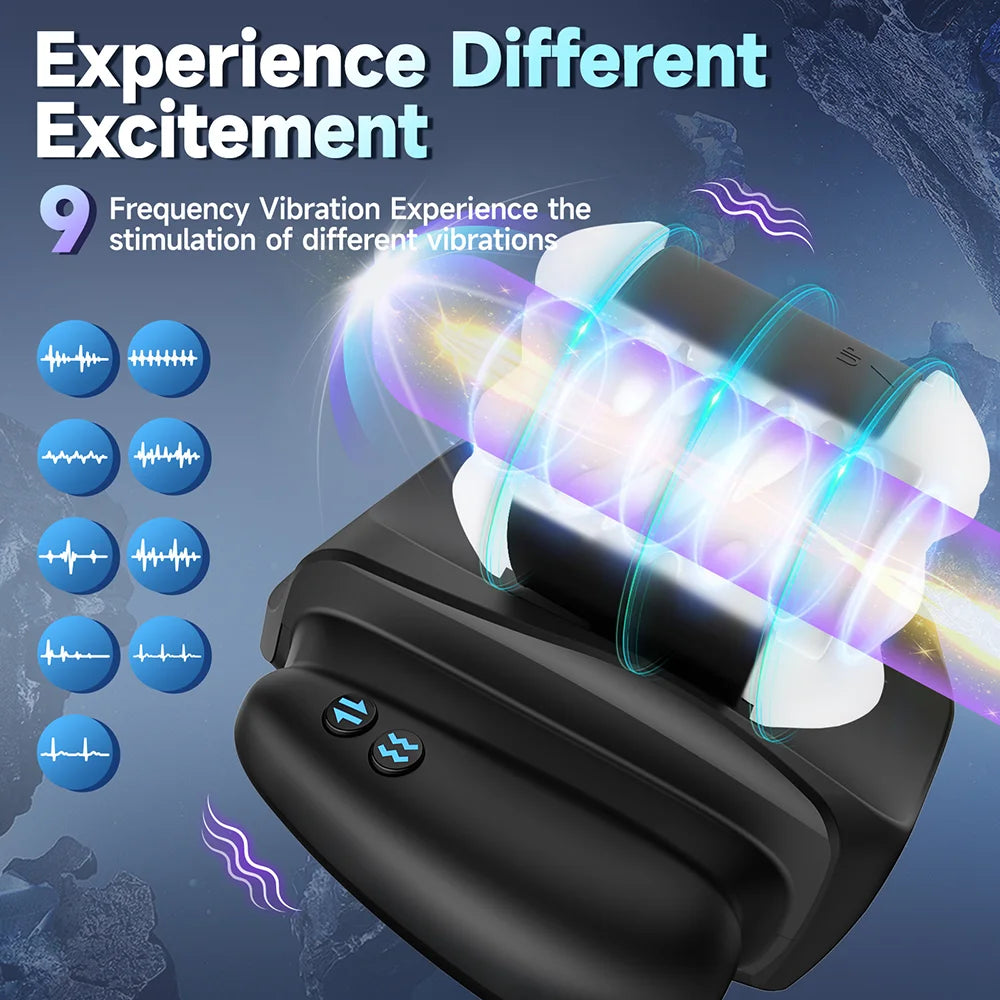 Telescopic Vibrating Male Masturbator,Penis Trainer Pocket Pussy with App Control,Phone Stand & Handles,Adult Sex Toys For Men