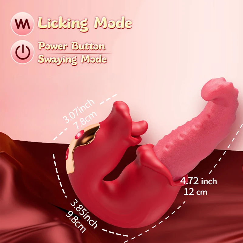 Female Vibrator Adult Sex Toys Thrust Vibrator Dildo Rose Sex Toys 10 Licking and Vibrating Patterns G Spot Clitoral Stimulator