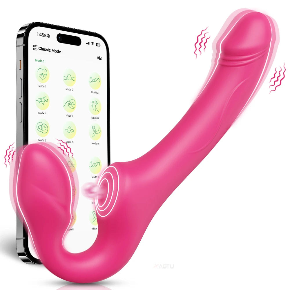 APP Control Double-Ended Vibrator for Women G-Spot Dildo Penis Removable Vagina Vibrating Adult Sex Toys for Lesbian Couples