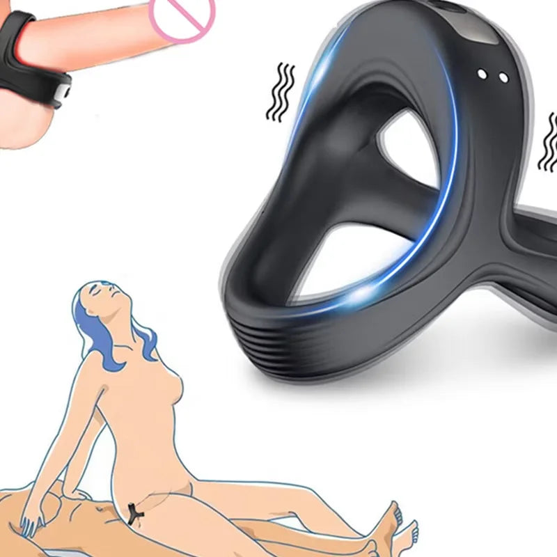 Cock Ring Penis Stimulator Massager Lasting Ejaculation Delay Vibrating Cock Rings Man Couple Ring Sex Adult Erotica Products 18