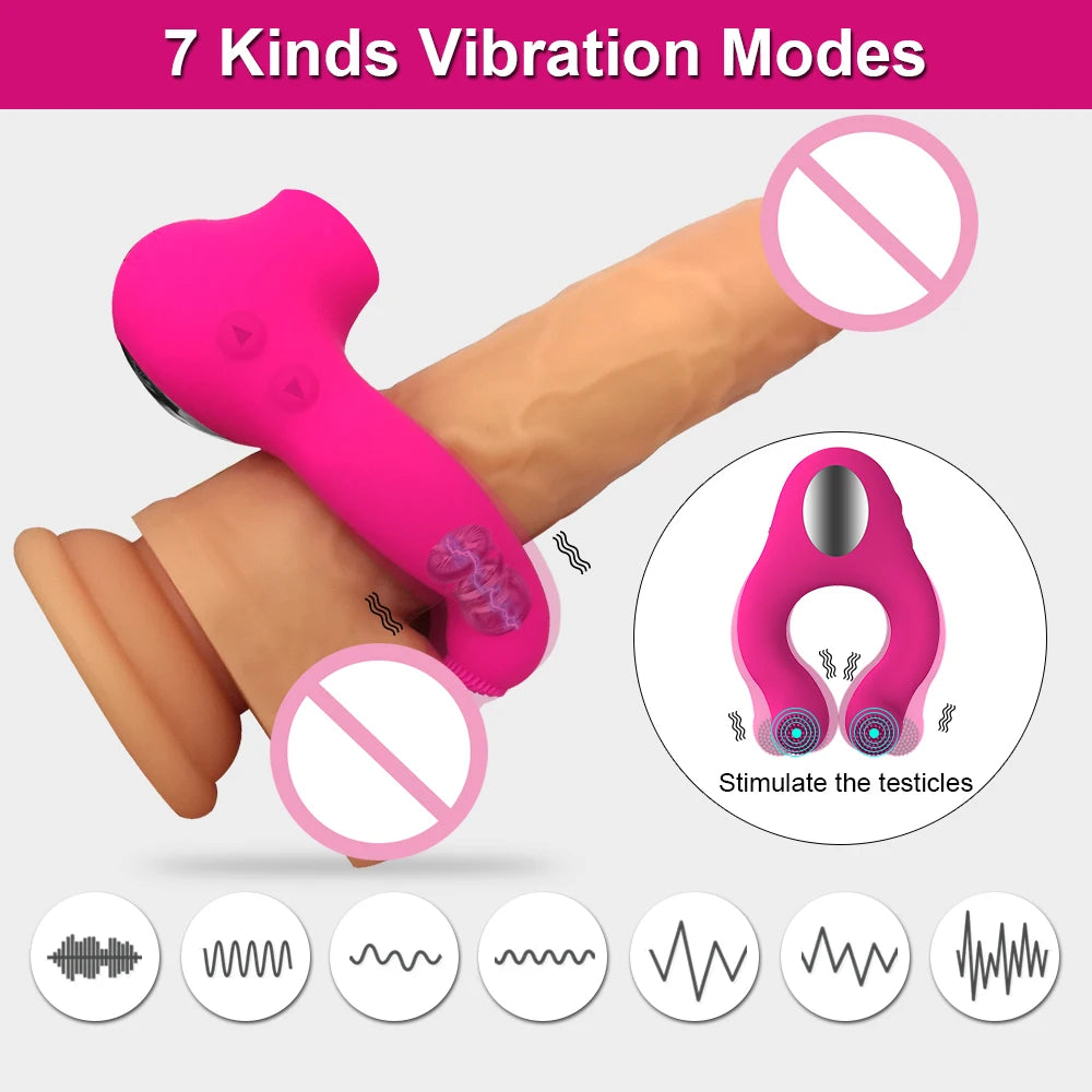 Penis Cock Ring Vibrator for Men Delay Ejaculation Stimulator Clit Sucker Dick Enlarger Ring Sex Toy for Men Couples Adult Goods