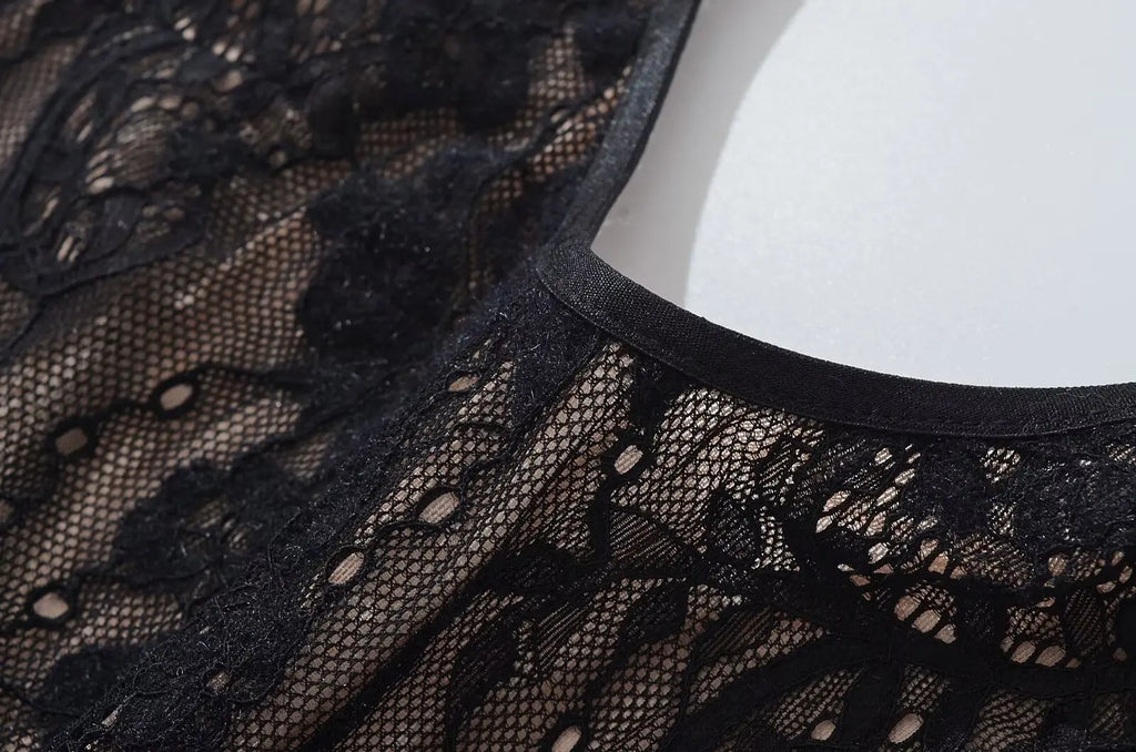 Sexy See Through Lace With Lining Backless Spaghetti Strap Bodysuit Woman Sling Tight Short Jumpsuit Slim fit Rompers Playsuits