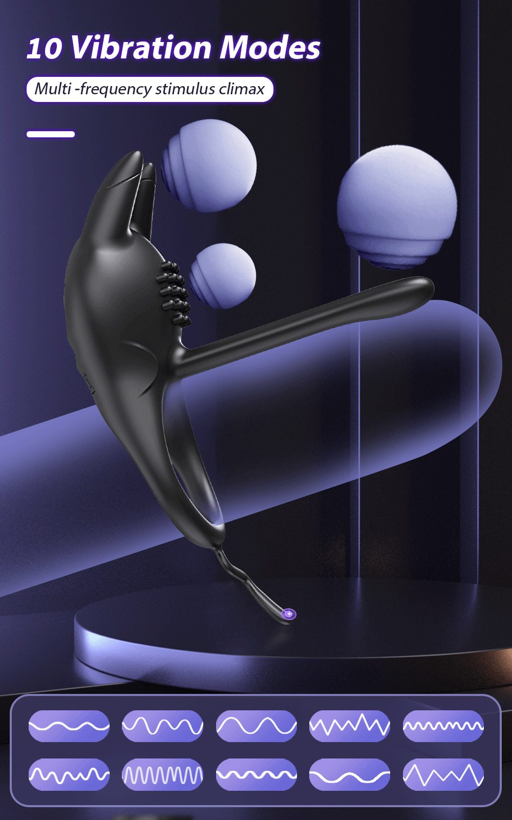 Vibrating Penis Ring for Men Delay Ejaculation Cock Ring Male Penis Massager Clitoral G Spot Stimulation Sex Toys for Couples