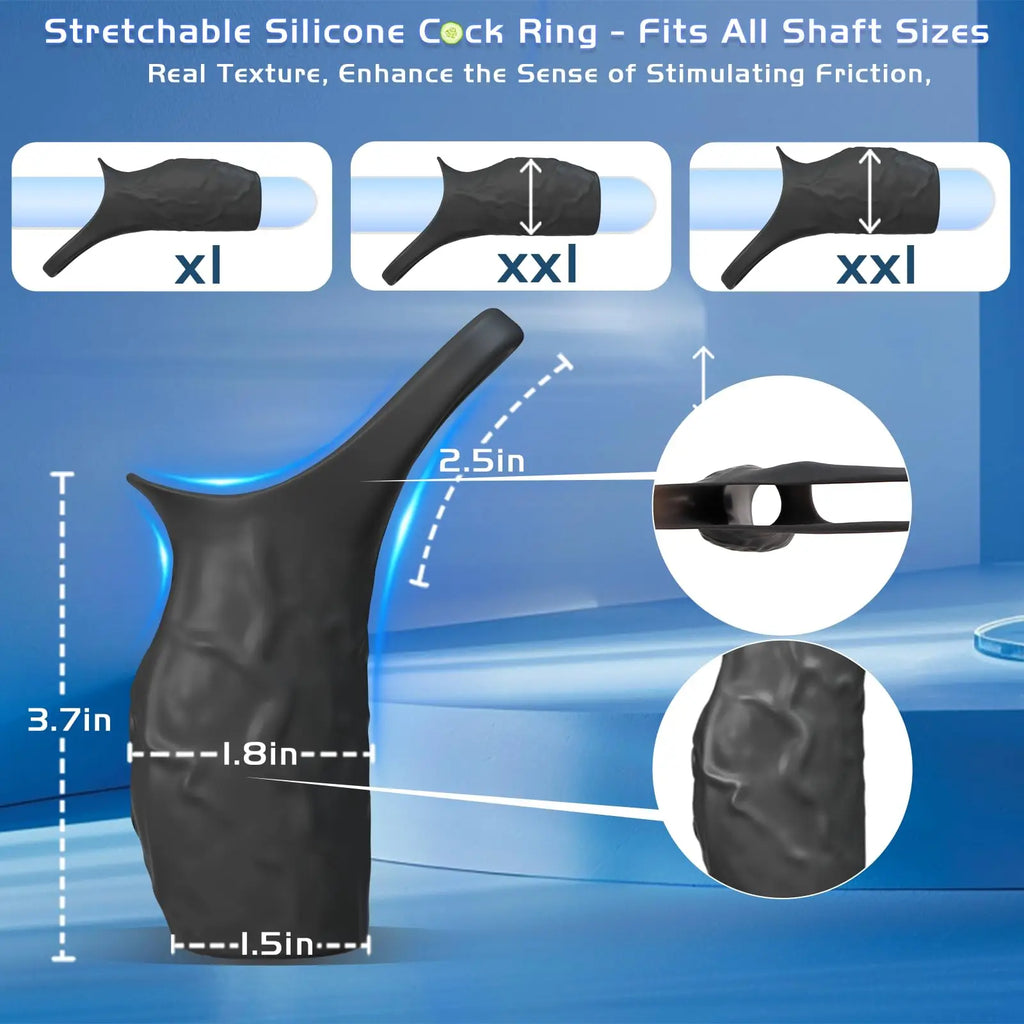 HESEKS Vibrator Penis Sleeve Cock Ring Extender for Penis Testicles G Spot Stimulation Couples Adult Sex Toys for Men Women 18+