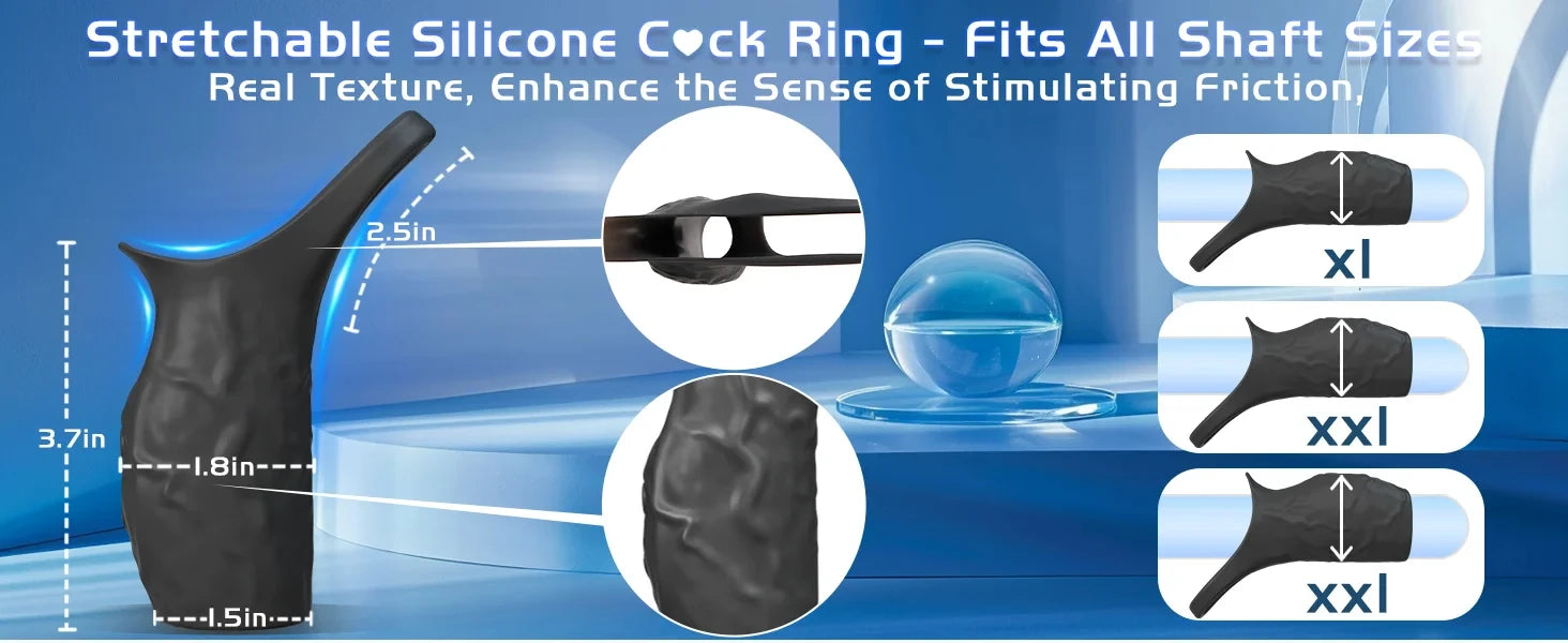 HESEKS Vibrator Penis Sleeve Cock Ring Extender for Penis Testicles G Spot Stimulation Couples Adult Sex Toys for Men Women 18+