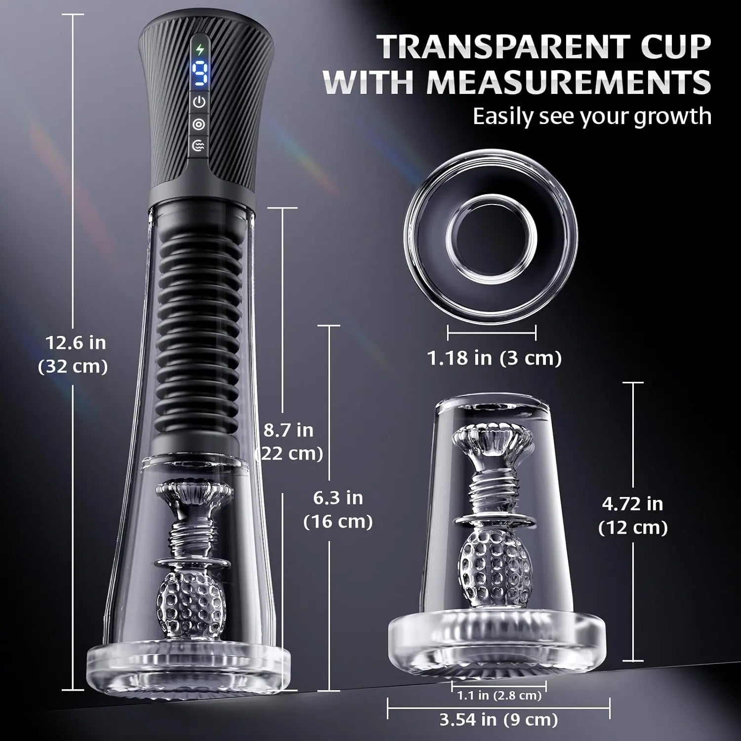 Male Masturbator Penis Pump Enlarger Transparent Visual Male Sex Toys for Men APP Control Vibrating Vacuum Suction Glans Trainer