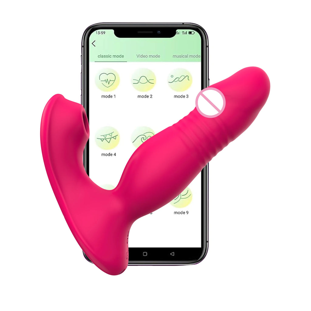 App Remote Control 9 Vibrating Sucker Thrusting Dildo ,G Spot Vibrator Nipple Vibrator,Adult Sex Toy for Woman Female Couples