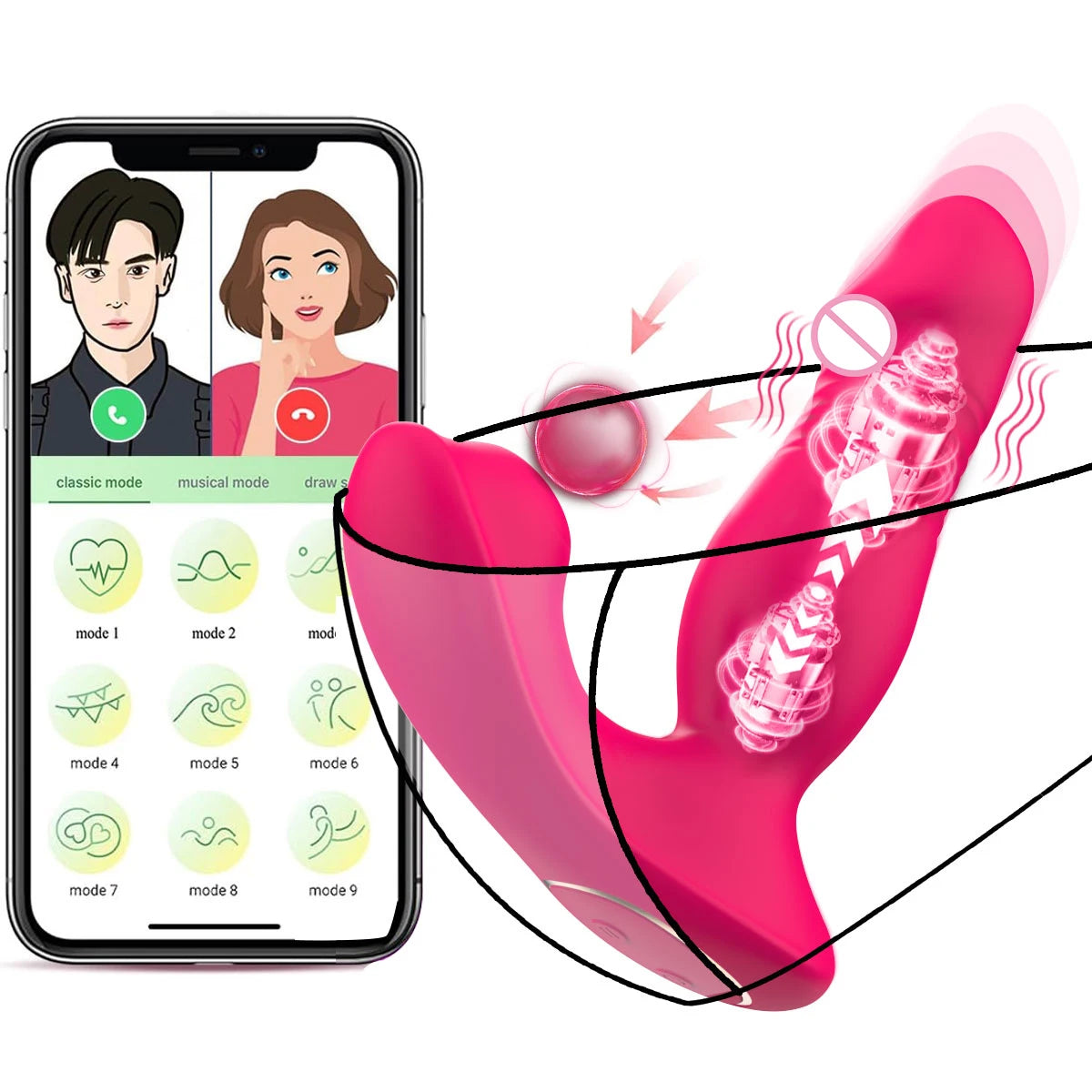 App Remote Control 9 Vibrating Sucker Thrusting Dildo ,G Spot Vibrator Nipple Vibrator,Adult Sex Toy for Woman Female Couples