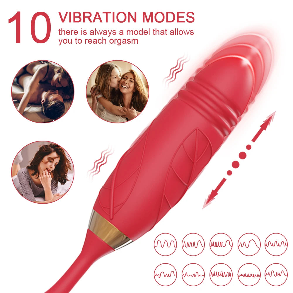 2 In 1 Tongue Licking Vibrator for Women Clitoris Nipples Stimulator Female Masturbator with Thrusting Vagina Vibrator Sex Toy