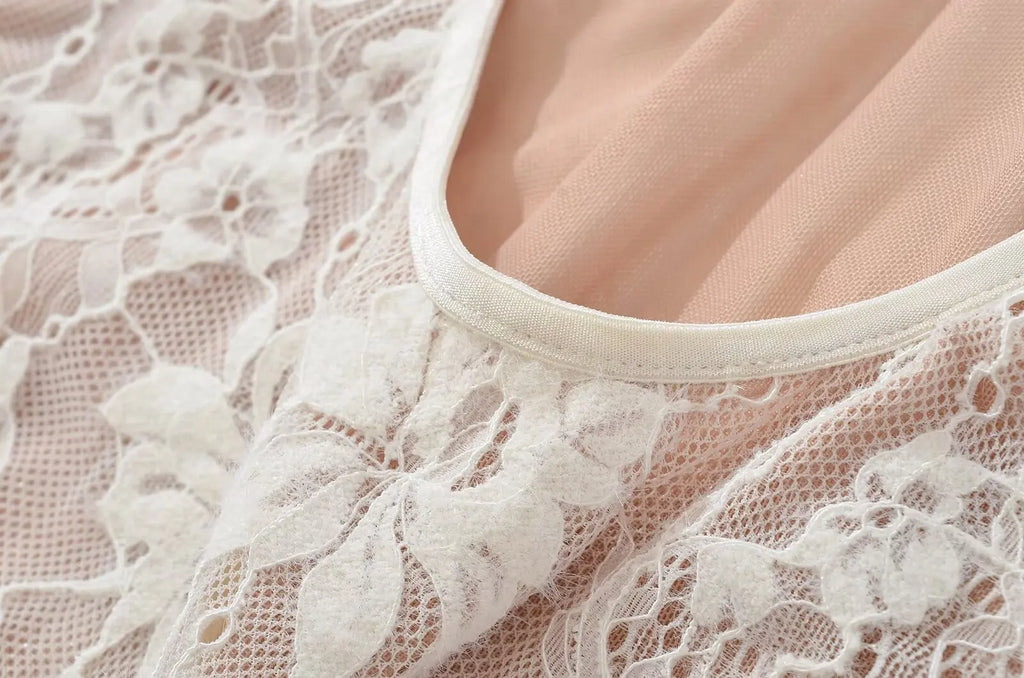 Sexy See Through Lace With Lining Backless Spaghetti Strap Bodysuit Woman Sling Tight Short Jumpsuit Slim fit Rompers Playsuits