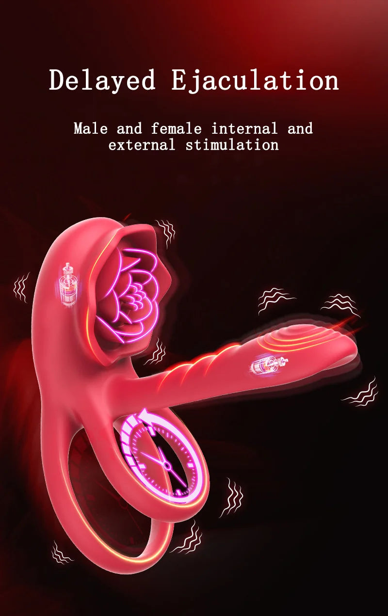 Penis Ring Vibrator Nine-frequency Dual Motor Two-point Vibration Delayed Ejaculation Enlarged Erection Sex Toy For Couples