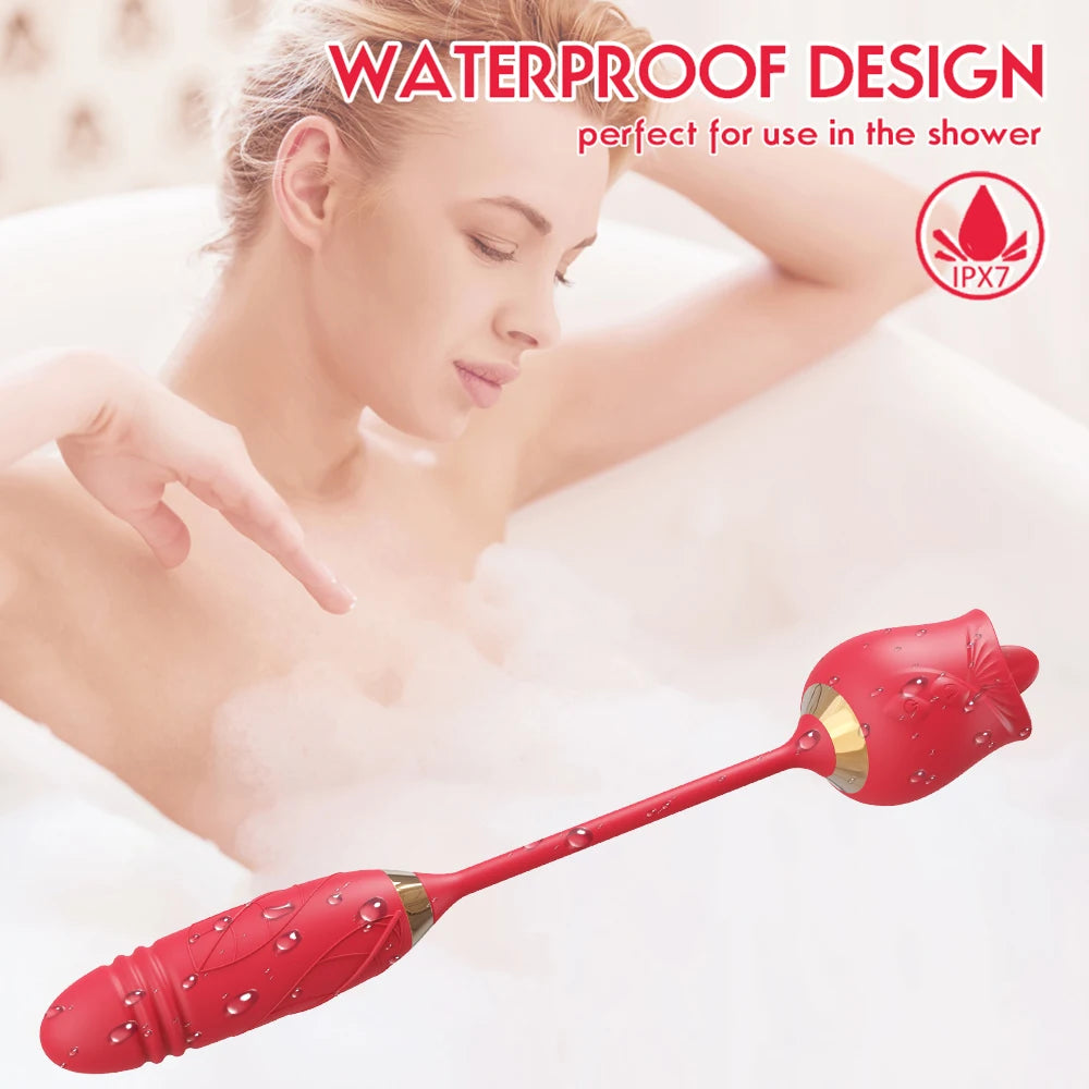 2 In 1 Tongue Licking Vibrator for Women Clitoris Nipples Stimulator Female Masturbator with Thrusting Vagina Vibrator Sex Toy