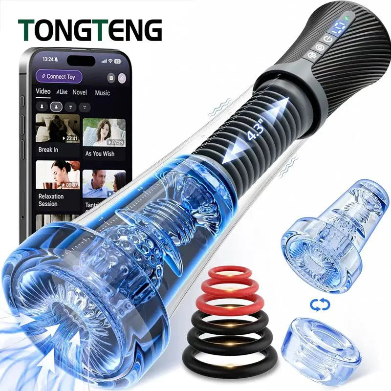 Male Masturbator Penis Pump Enlarger Transparent Visual Male Sex Toys for Men APP Control Vibrating Vacuum Suction Glans Trainer