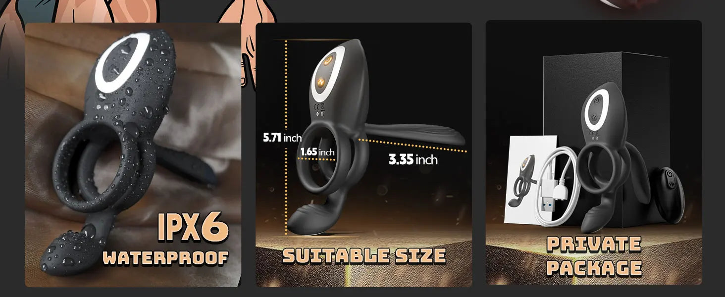 Kushor 4in1 Vibrating Cock Ring Vibrator Penis Ring G Spot Clit Stimulator Men Ejaculation Delay Remote Control Couple Sex Toy