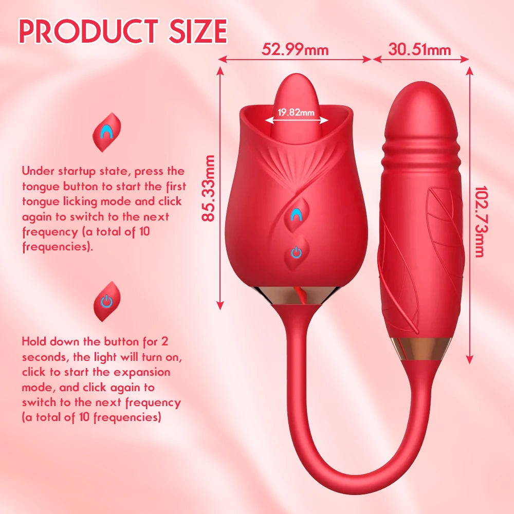 2 In 1 Tongue Licking Vibrator for Women Clitoris Nipples Stimulator Female Masturbator with Thrusting Vagina Vibrator Sex Toy