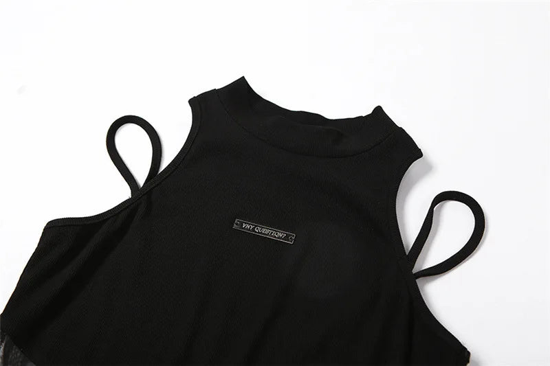 Black Bodysuit Lingerie Sexy Body Feminino See Through Corset Top Women Rave Outfit Mesh Patchwork One-Pieces Lenceria Femenina