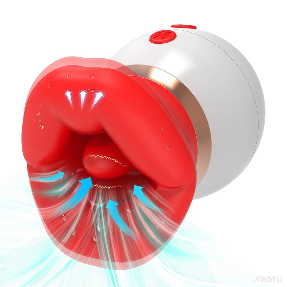 Rose-Tongue Sucking Licking Vibrator Female G Spot Orgasm Sex Toy Biting Nipple Oral Clitoris Stimulator Sex Toys for Women