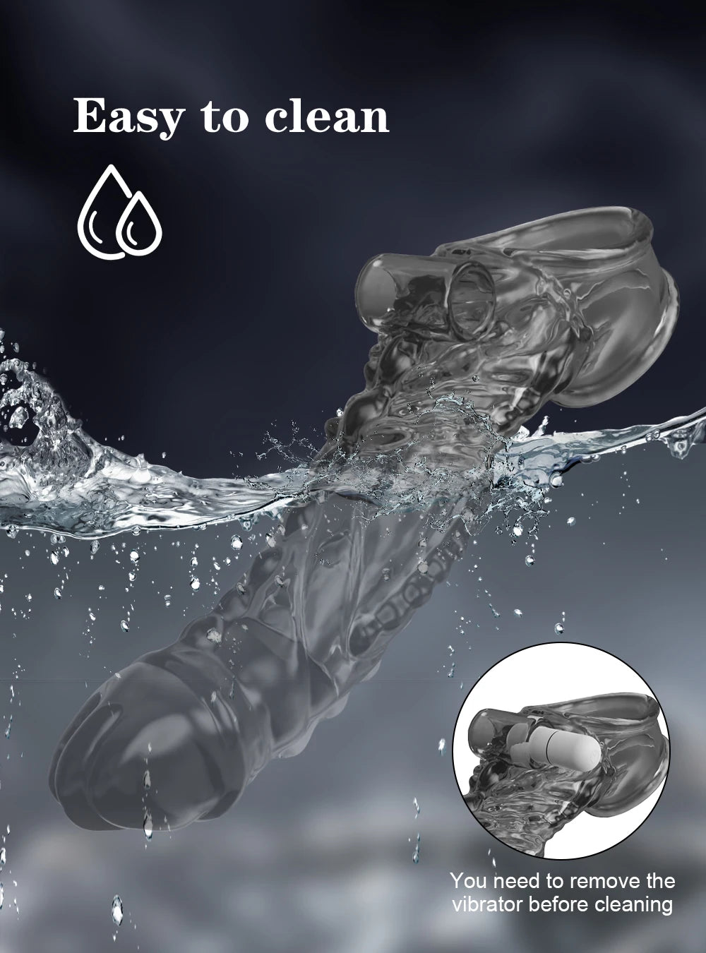 Vibrator Reusable Penis Sleeve Flexible Glans Penis Enlarger Extender Delay Ejaculation Cock Ring Adult Sex Toys for Men Couples