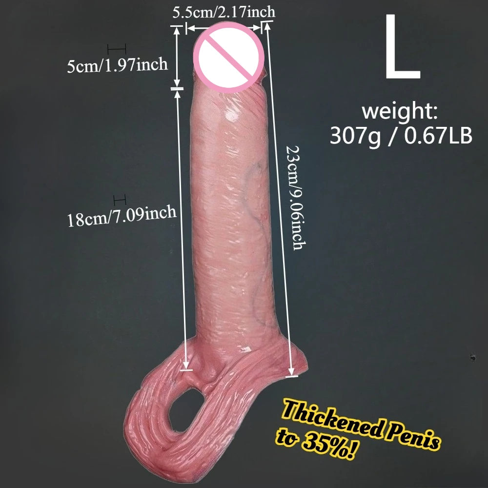 Penis Sleeve Food Grade Silicone Penis Extender Delay Ejaculation Adult Sex Toy Couples Pleasure Reusable Condom Cock Dick Ring