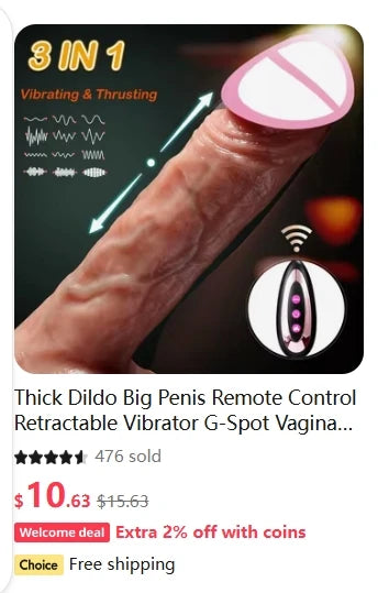 Erotic Dildo Telescopic Vibrator Female Vagina Penetration Realistic Large Penis Anal Plug With Female Sex Toys Heated Thruster