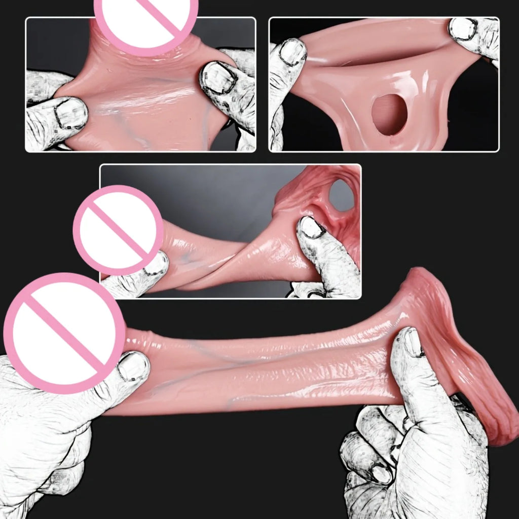 Penis Sleeve Food Grade Silicone Penis Extender Delay Ejaculation Adult Sex Toy Couples Pleasure Reusable Condom Cock Dick Ring