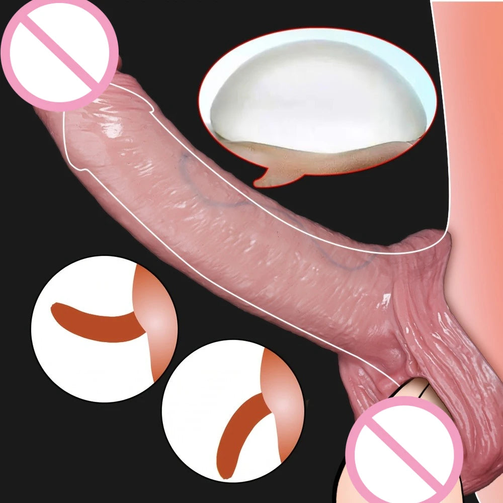 Penis Extender Sleeve Can Delay Ejaculation Dick Enlargement Longer Adult Sex Toy for Men G-Spot Stimulation Reusable Penis Ring