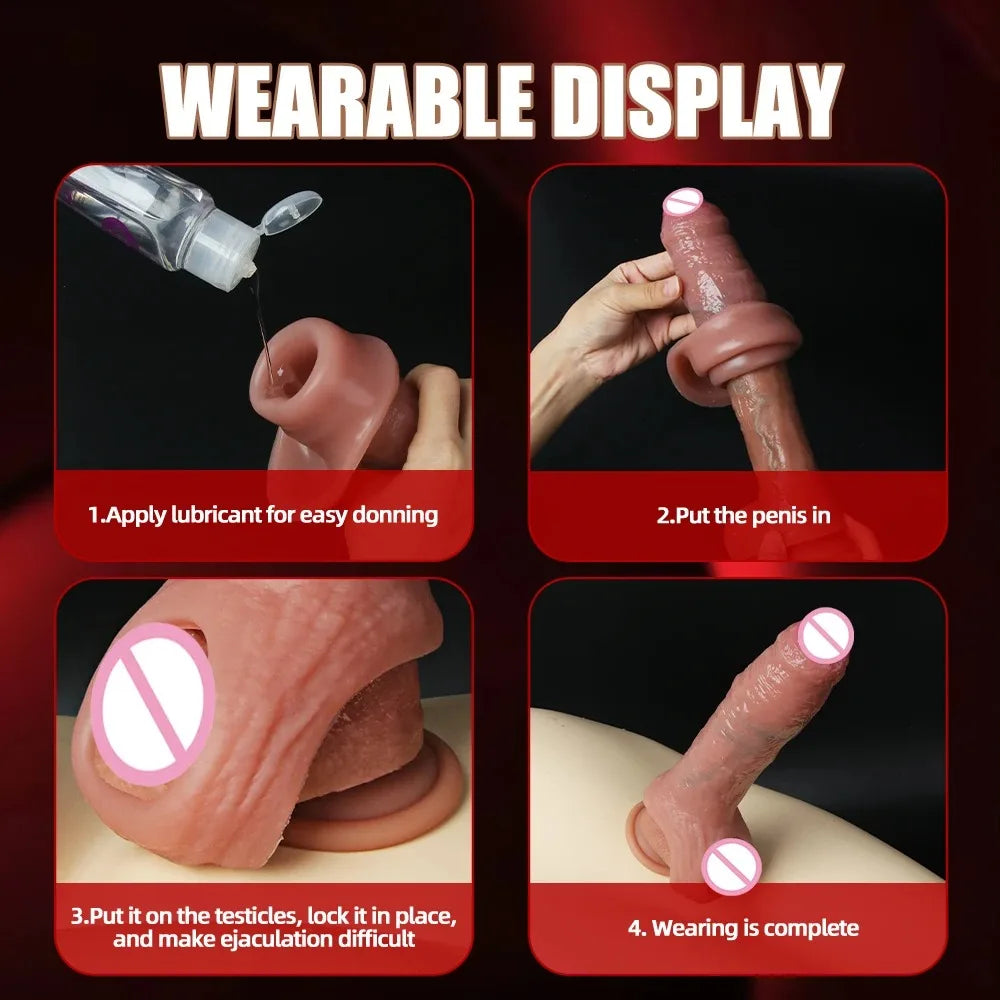 Penis Sleeve Food Grade Silicone Penis Extender Delay Ejaculation Adult Sex Toy Couples Pleasure Reusable Condom Cock Dick Ring