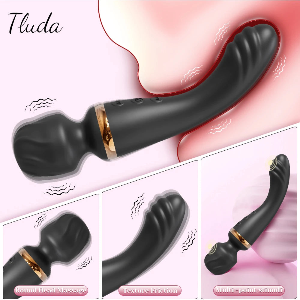 2 in 1 Vibrator AV Wand for Women G-Spot Clit Vagina Stimulator Nipples Breast Massager Female Masturbator Sex Toy for Women