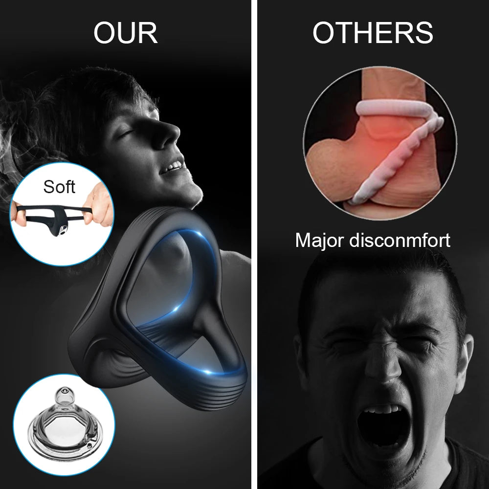 Cock Ring Penis Stimulator Massager Lasting Ejaculation Delay Vibrating Cock Rings Man Couple Ring Sex Adult Erotica Products 18