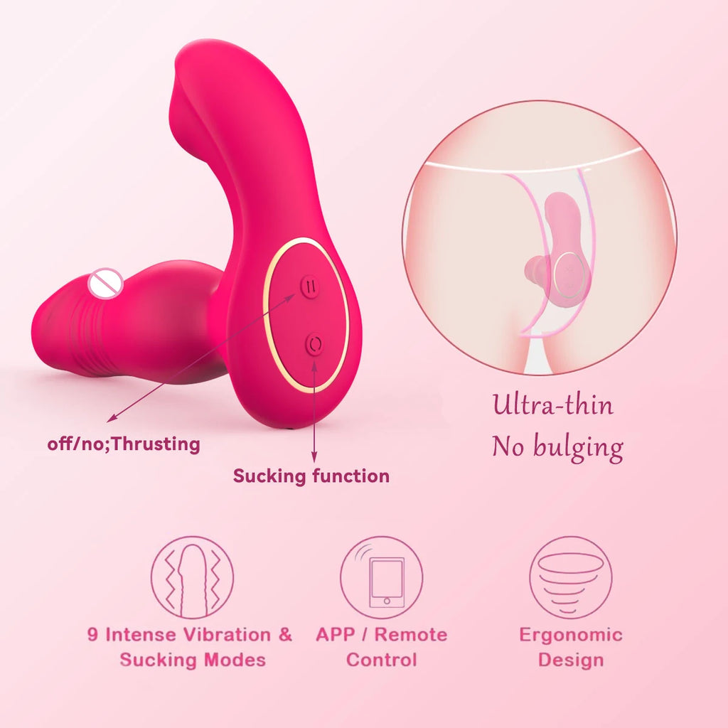 App Remote Control 9 Vibrating Sucker Thrusting Dildo ,G Spot Vibrator Nipple Vibrator,Adult Sex Toy for Woman Female Couples