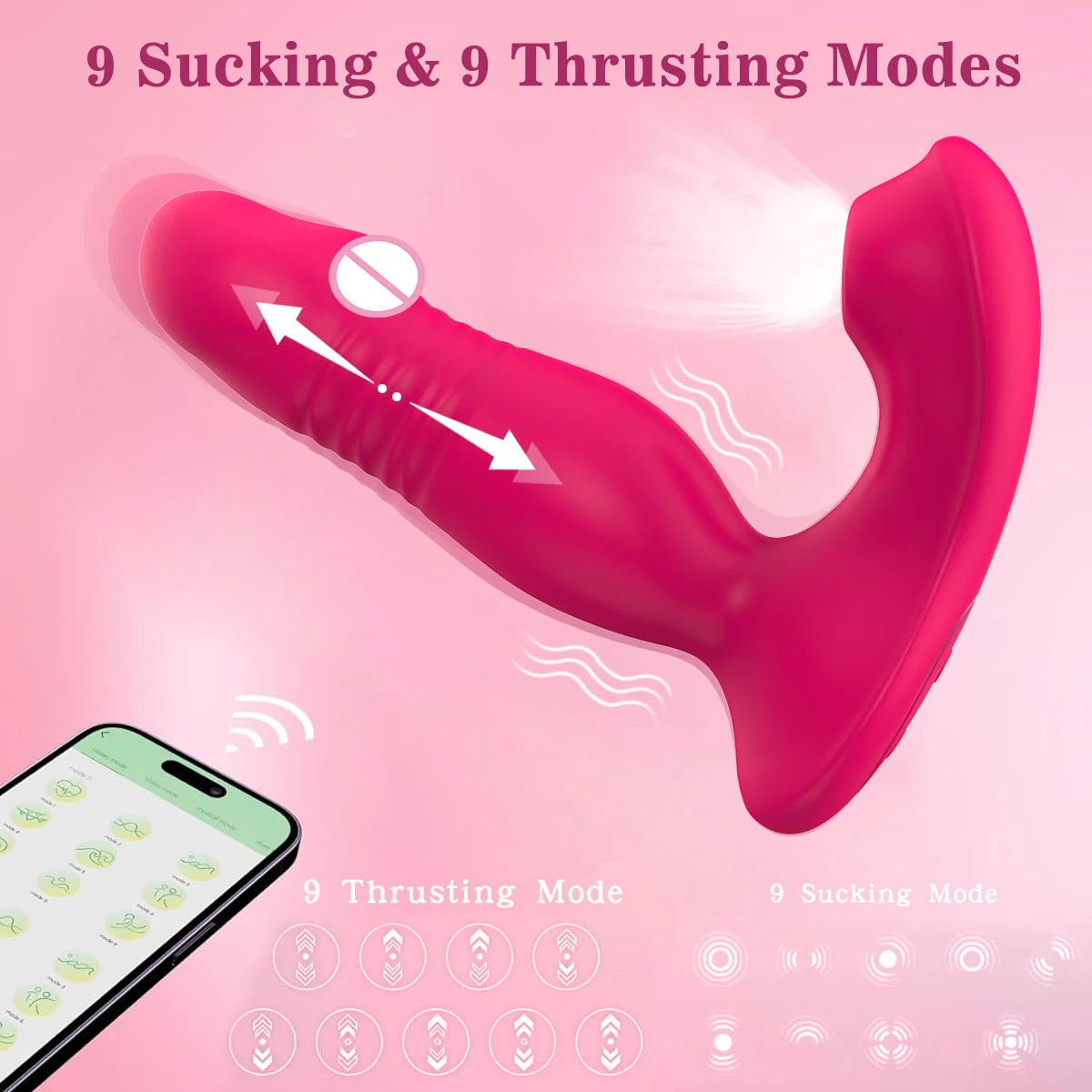 App Remote Control 9 Vibrating Sucker Thrusting Dildo ,G Spot Vibrator Nipple Vibrator,Adult Sex Toy for Woman Female Couples