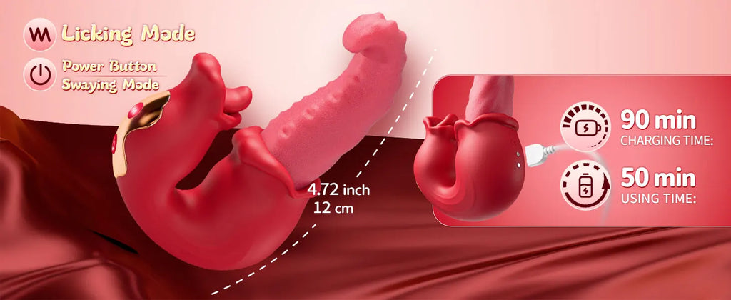 Female Vibrator Adult Sex Toys Thrust Vibrator Dildo Rose Sex Toys 10 Licking and Vibrating Patterns G Spot Clitoral Stimulator