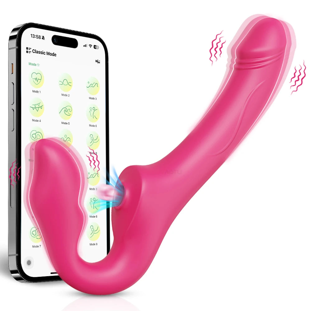 APP Control Double-Ended Vibrator for Women G-Spot Dildo Penis Removable Vagina Vibrating Adult Sex Toys for Lesbian Couples