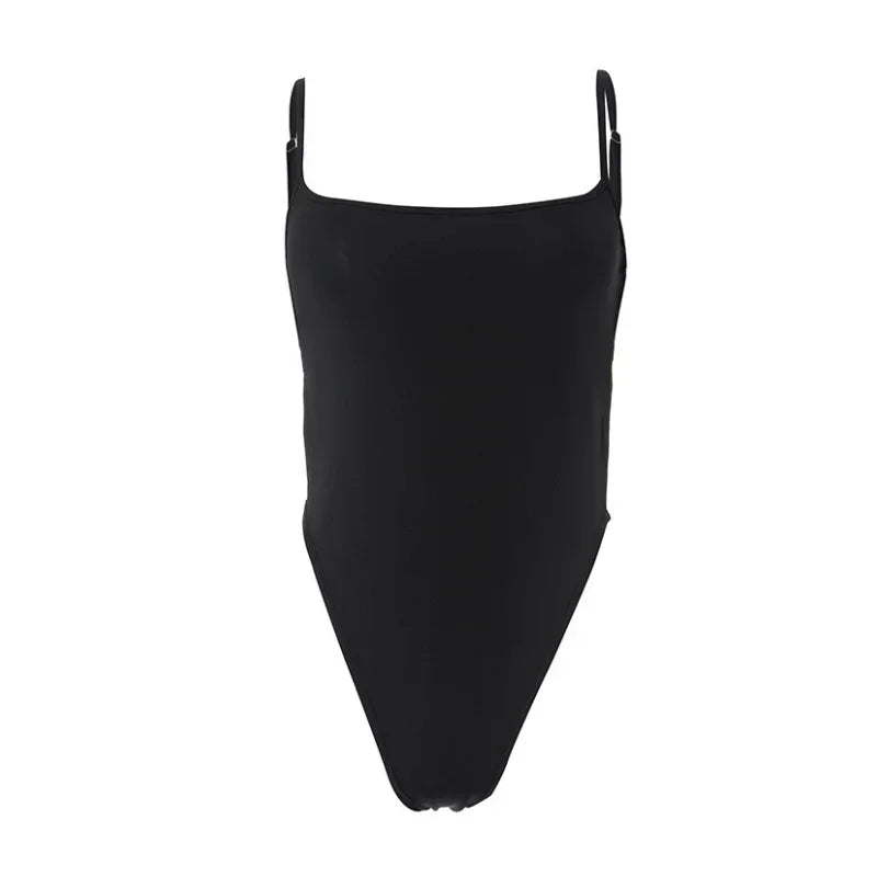 One Neck Fashion Bodysuit Y2k Streetwear Lace-Up Tops For Women Slim Fit Short Patchwork Backless Solid-Coloured Lingerie Sexy