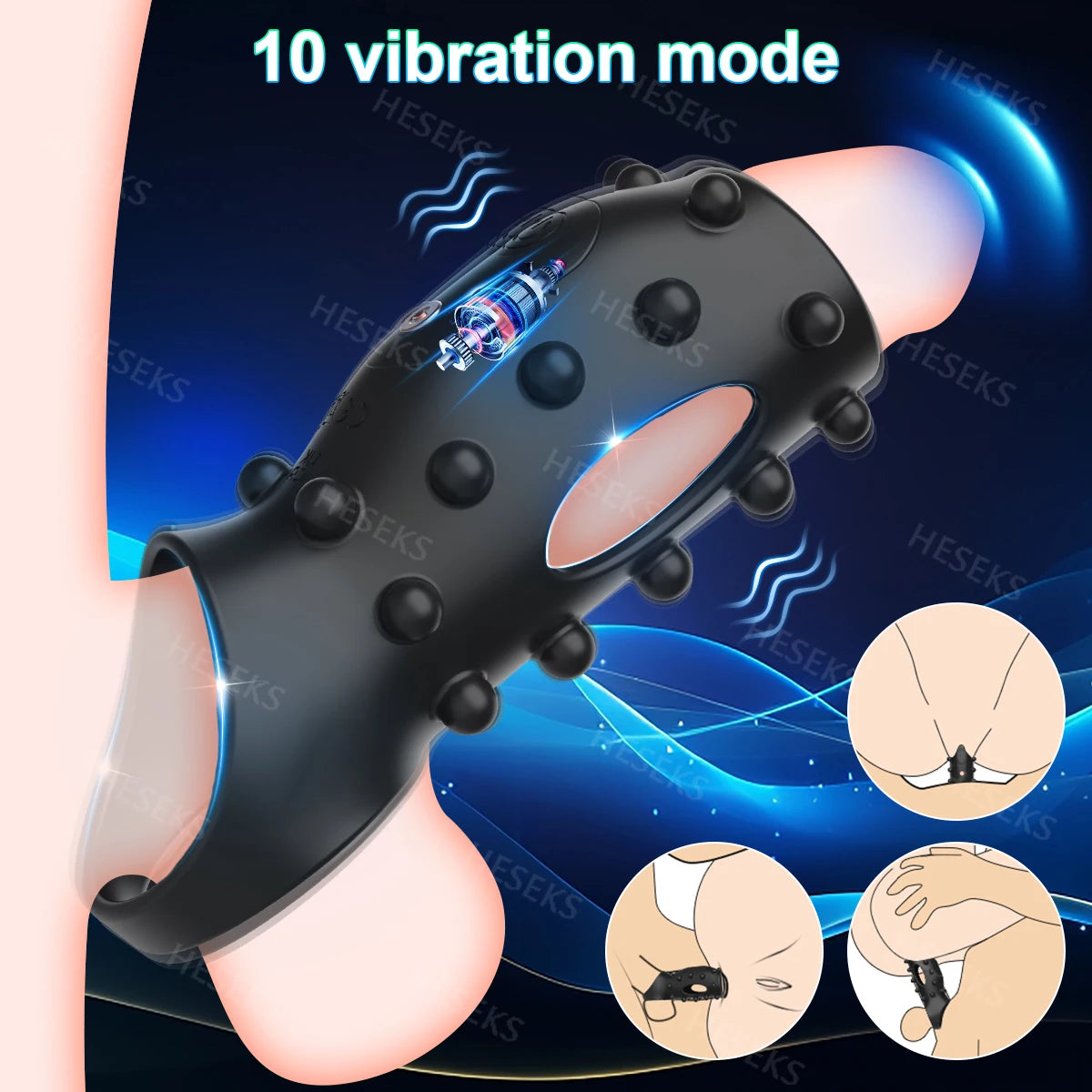 HESEKS Vibrator Penis Sleeve Cock Ring Extender for Penis Testicles G Spot Stimulation Couples Adult Sex Toys for Men Women 18+