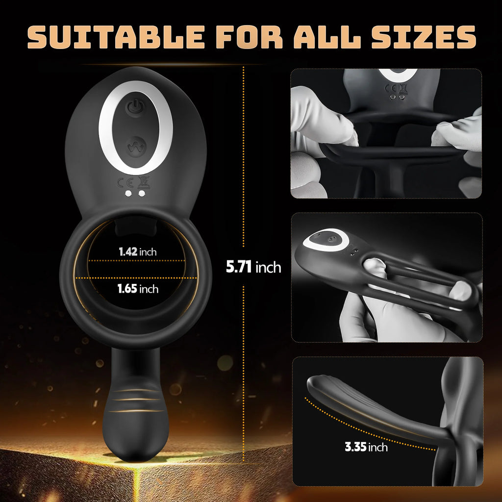 Kushor 4in1 Vibrating Cock Ring Vibrator Penis Ring G Spot Clit Stimulator Men Ejaculation Delay Remote Control Couple Sex Toy