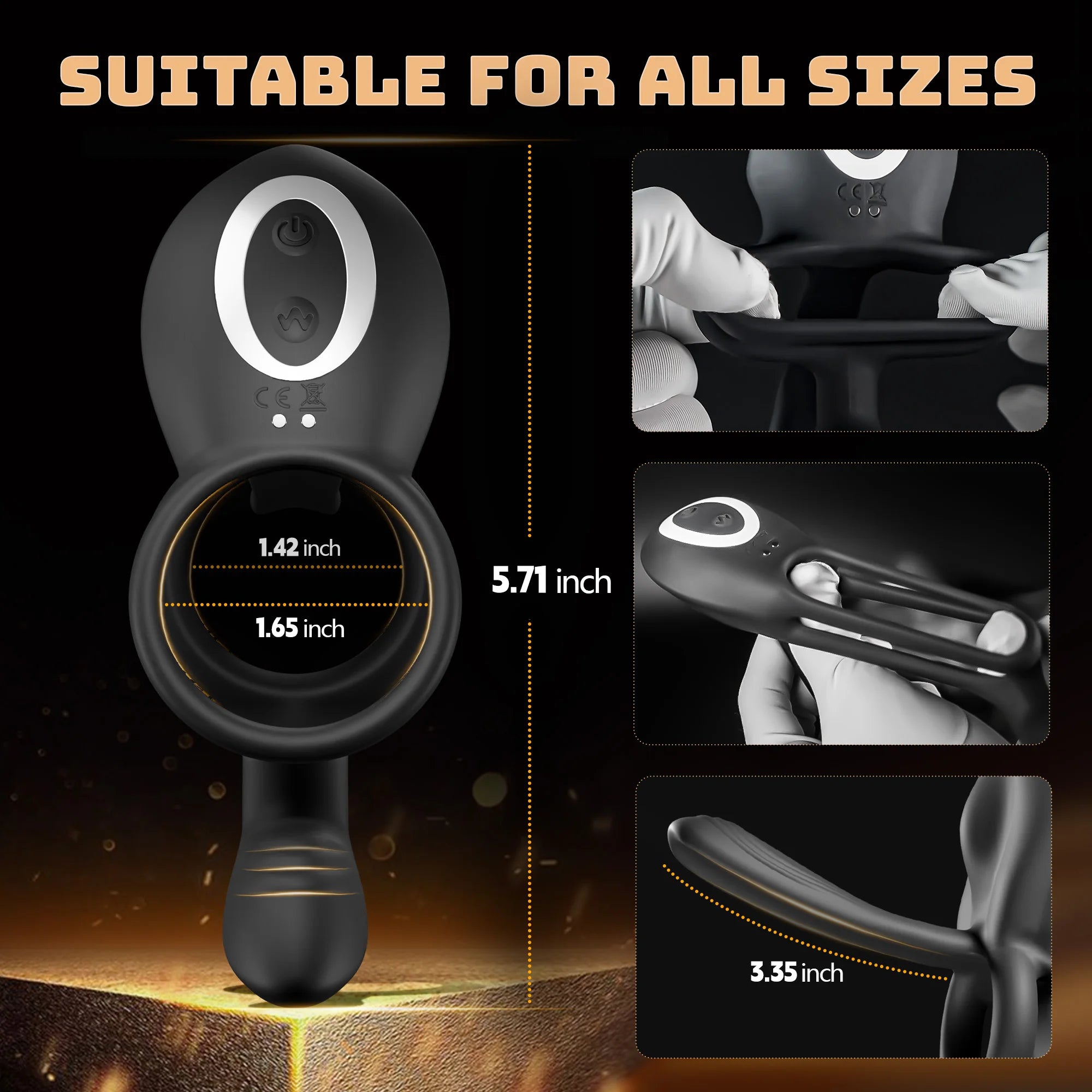 Kushor 4in1 Vibrating Cock Ring Vibrator Penis Ring G Spot Clit Stimulator Men Ejaculation Delay Remote Control Couple Sex Toy