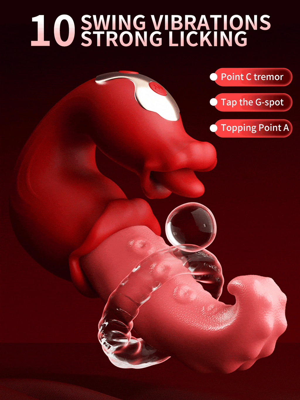 Female Vibrator Adult Sex Toys Thrust Vibrator Dildo Rose Sex Toys 10 Licking and Vibrating Patterns G Spot Clitoral Stimulator