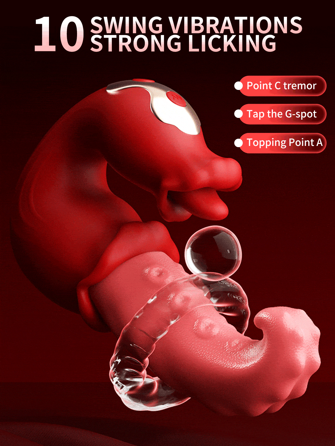 Female Vibrator Adult Sex Toys Thrust Vibrator Dildo Rose Sex Toys 10 Licking and Vibrating Patterns G Spot Clitoral Stimulator