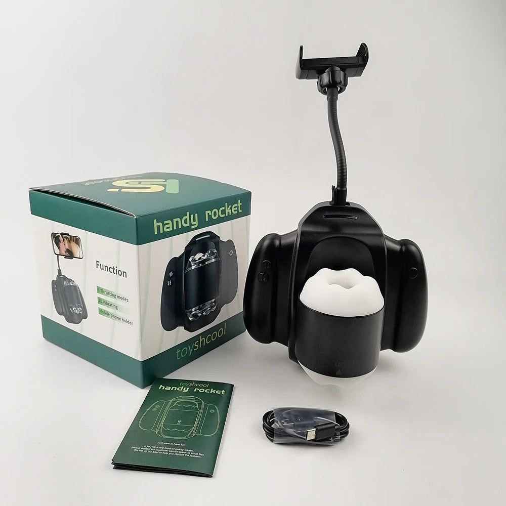 Telescopic Vibrating Male Masturbator,Penis Trainer Pocket Pussy with App Control,Phone Stand & Handles,Adult Sex Toys For Men