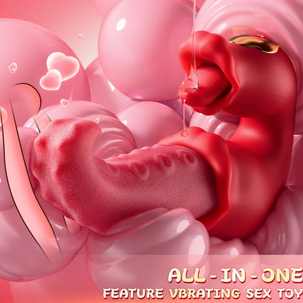 Female Vibrator Adult Sex Toys Thrust Vibrator Dildo Rose Sex Toys 10 Licking and Vibrating Patterns G Spot Clitoral Stimulator