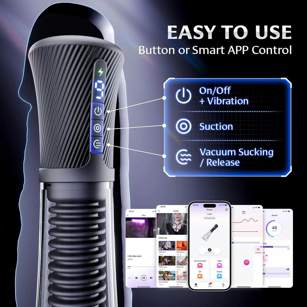 Male Masturbator Penis Pump Enlarger Transparent Visual Male Sex Toys for Men APP Control Vibrating Vacuum Suction Glans Trainer