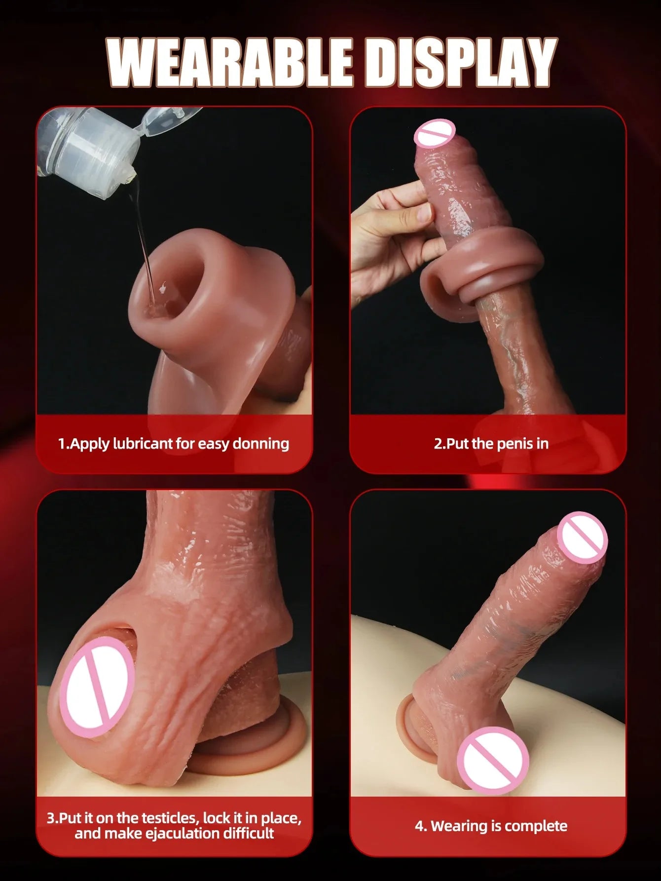 Penis Extender Sleeve Can Delay Ejaculation Dick Enlargement Longer Adult Sex Toy for Men G-Spot Stimulation Reusable Penis Ring
