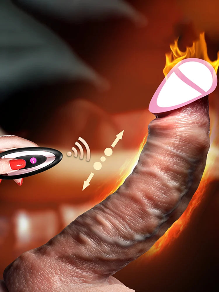 Erotic Dildo Telescopic Vibrator Female Vagina Penetration Realistic Large Penis Anal Plug With Female Sex Toys Heated Thruster